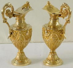 Antique solid silver gilt Baroque French Cruets